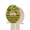 Green & Brown Toile & Chevron Wooden Food Pick - Oval - Single Sided - Front & Back