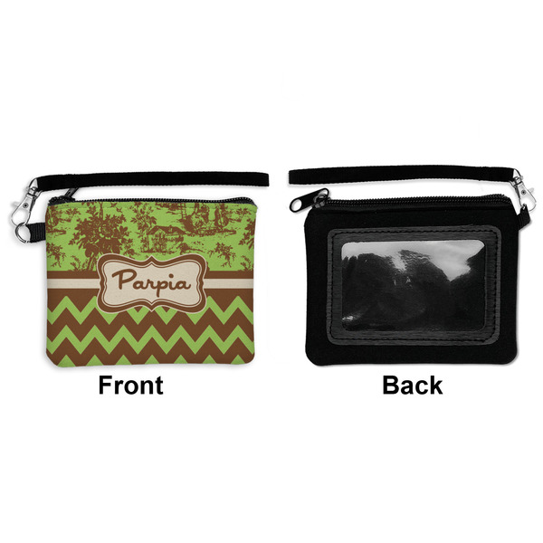 Green & Brown Toile & Chevron Wristlet ID Cases - Front & Back