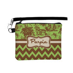 Green & Brown Toile & Chevron Wristlet ID Case w/ Name or Text