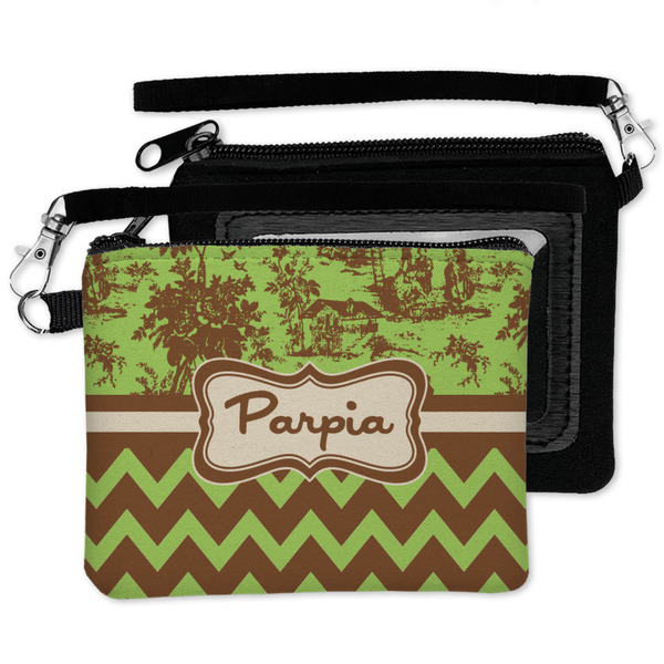 Green & Brown Toile & Chevron Wristlet ID Cases - MAIN