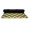 Green & Brown Toile & Chevron Yoga Mat Rolled up Black Rubber Backing