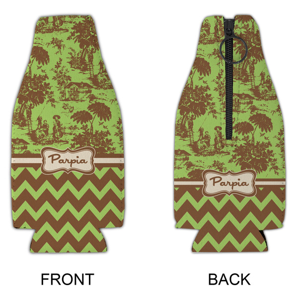 Green & Brown Toile & Chevron Zipper Bottle Cooler - APPROVAL