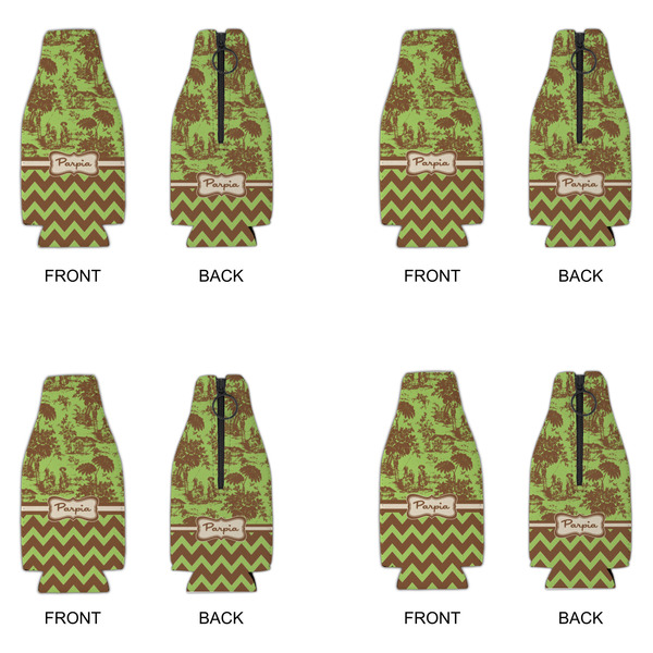 Green & Brown Toile & Chevron Zipper Bottle Cooler - Set of 4 - APPROVAL