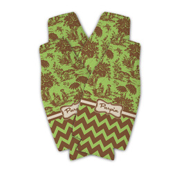 Green & Brown Toile & Chevron Zipper Bottle Cooler - Set of 4 (Personalized)