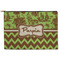 Green & Brown Toile & Chevron Zipper Pouch (Personalized)