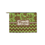 Green & Brown Toile & Chevron Zipper Pouch - Small - 8.5"x6" (Personalized)