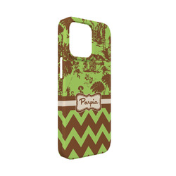 Green & Brown Toile & Chevron iPhone Case - Plastic - iPhone 13 Mini (Personalized)