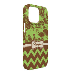 Green & Brown Toile & Chevron iPhone Case - Plastic - iPhone 13 Pro Max (Personalized)