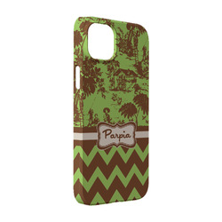 Green & Brown Toile & Chevron iPhone Case - Plastic - iPhone 14 Pro (Personalized)