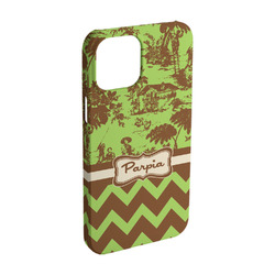 Green & Brown Toile & Chevron iPhone Case - Plastic - iPhone 15 (Personalized)