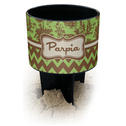 Green & Brown Toile & Chevron Black Beach Spiker Drink Holder (Personalized)
