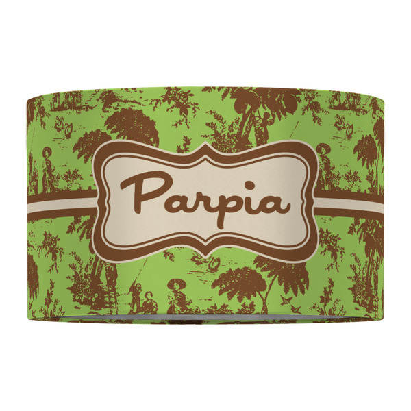 Green & Brown Toile 12" Drum Lampshade - FRONT (Fabric)