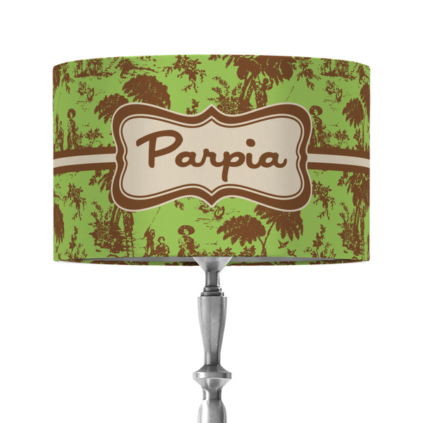 Custom Green & Brown Toile 12" Drum Lamp Shade - Fabric (Personalized)