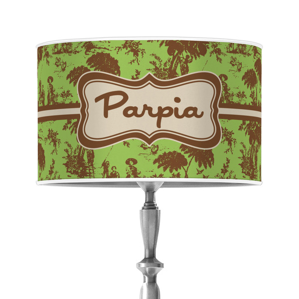 Custom Green & Brown Toile 12" Drum Lamp Shade - Poly-film (Personalized)