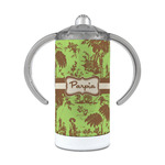 Green & Brown Toile 12 oz Stainless Steel Sippy Cup (Personalized)