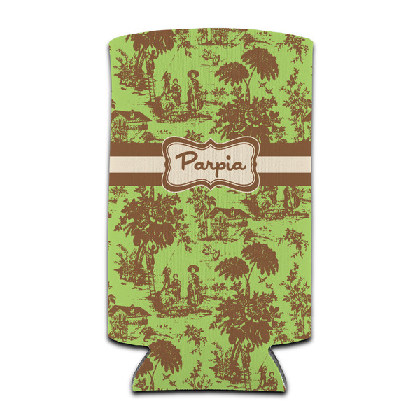 Green & Brown Toile 12oz Tall Can Sleeve - Set of 4 - FRONT