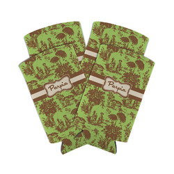 Green & Brown Toile Can Cooler (tall 12 oz) - Set of 4 (Personalized)