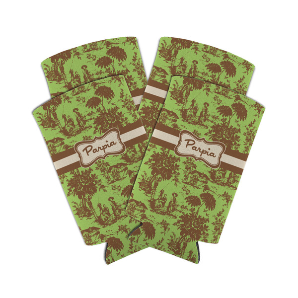 Green & Brown Toile 12oz Tall Can Sleeve - Set of 4 - MAIN
