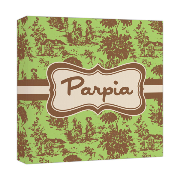 Custom Green & Brown Toile Canvas Print - 12x12 (Personalized)