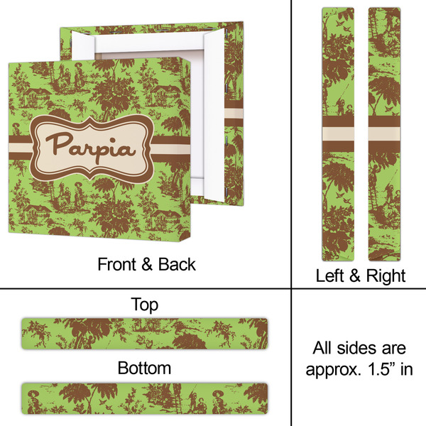 Green & Brown Toile 12x12 - Canvas Print - Approval
