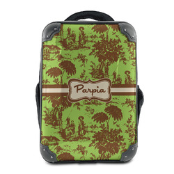 Green & Brown Toile 15" Hard Shell Backpack (Personalized)