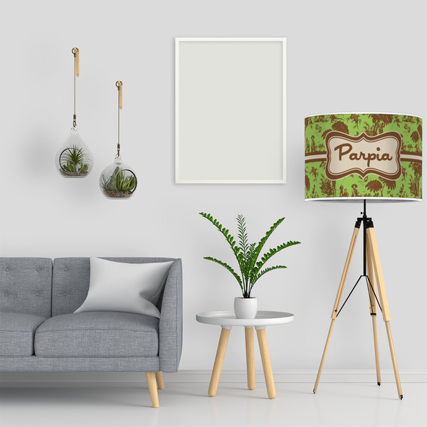 Green & Brown Toile 16" Drum Lampshade - LIFESTYLE