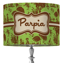 Green & Brown Toile 16" Drum Lamp Shade - Fabric (Personalized)