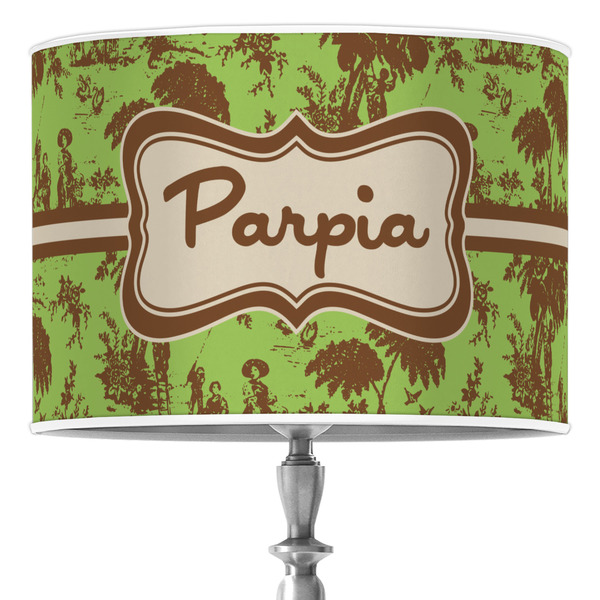 Custom Green & Brown Toile Drum Lamp Shade (Personalized)