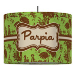 Green & Brown Toile 16" Drum Pendant Lamp - Fabric (Personalized)
