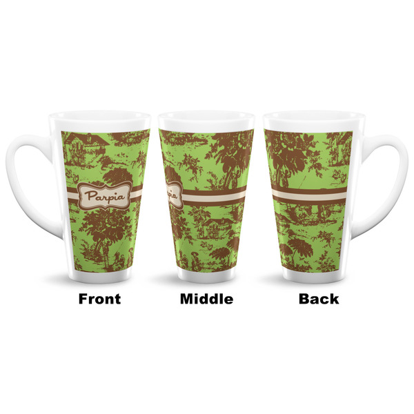 Green & Brown Toile 16 Oz Latte Mug - Approval