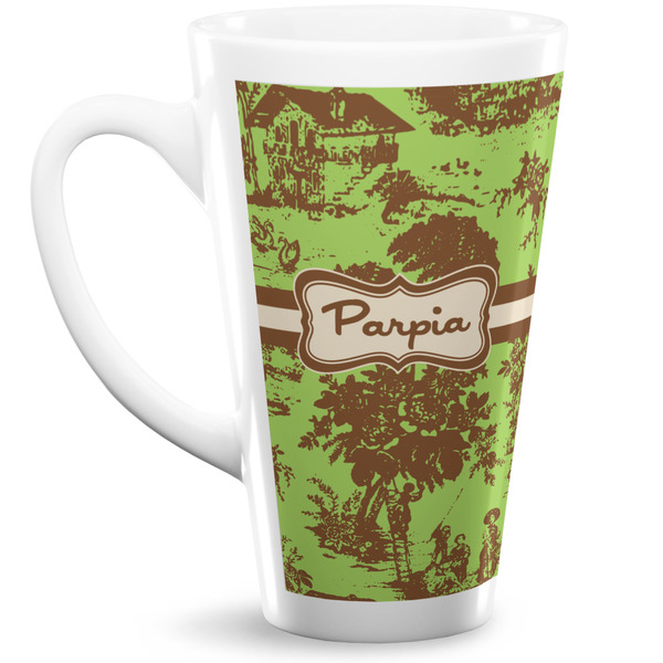 Custom Green & Brown Toile Latte Mug (Personalized)