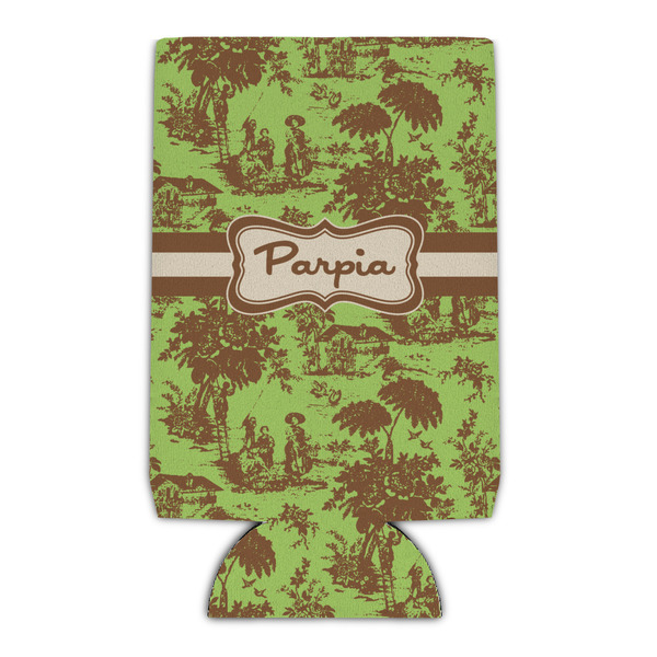 Custom Green & Brown Toile Can Cooler (16 oz) (Personalized)