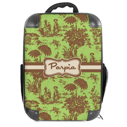 Green & Brown Toile Hard Shell Backpack (Personalized)