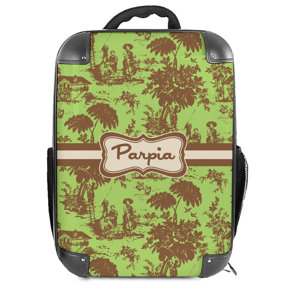Custom Green & Brown Toile Hard Shell Backpack (Personalized)