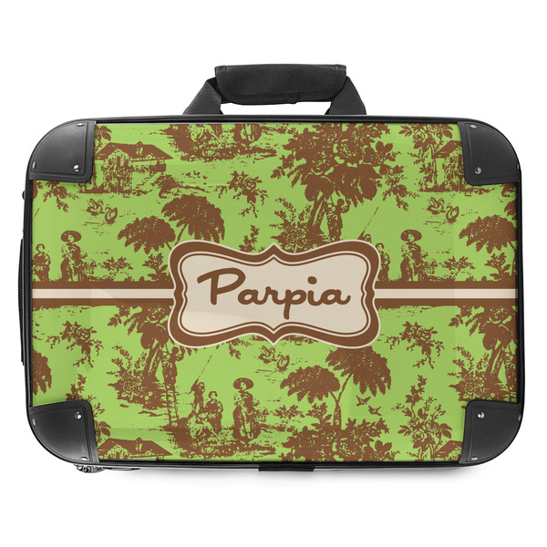 Custom Green & Brown Toile Hard Shell Briefcase - 18" (Personalized)