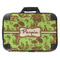 Green & Brown Toile 18" Laptop Briefcase - FRONT