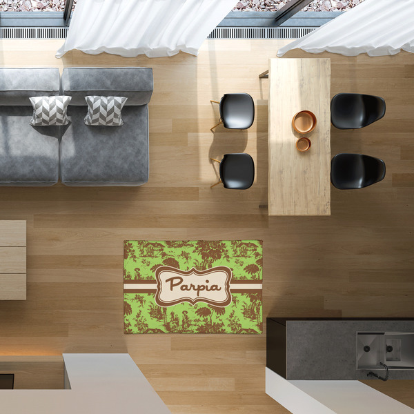 Green & Brown Toile 2'x3' Indoor Area Rugs - IN CONTEXT