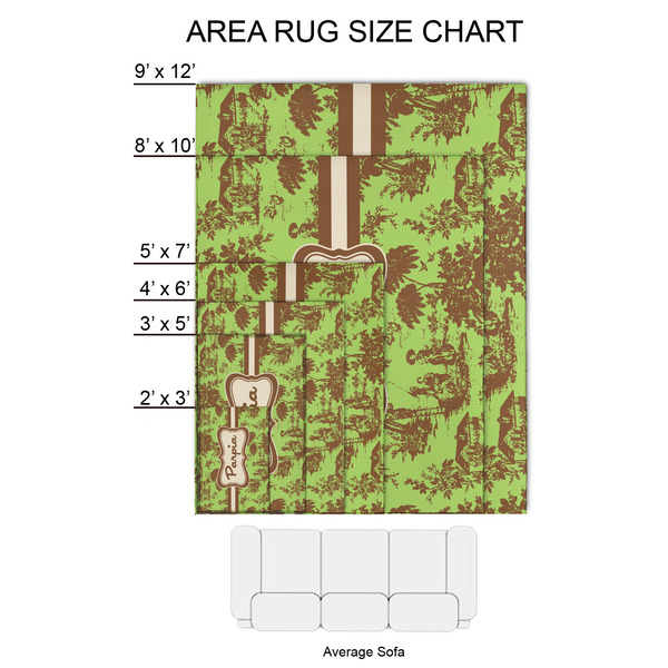 Green & Brown Toile 2'x3' Indoor Area Rugs - Size Chart