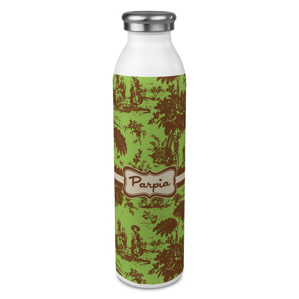 Custom Green & Brown Toile 20oz Stainless Steel Water Bottle - Full Print (Personalized)