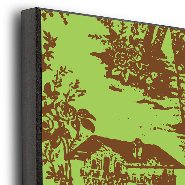 Green & Brown Toile 20x24 Wood Print - Closeup