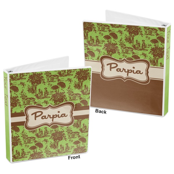 Green & Brown Toile 3-Ring Binder Front and Back