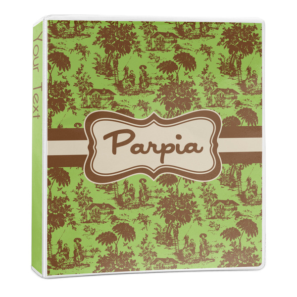 Custom Green & Brown Toile 3-Ring Binder - 1 inch (Personalized)