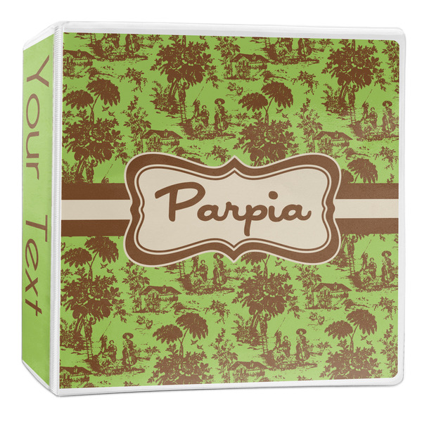 Custom Green & Brown Toile 3-Ring Binder - 2 inch (Personalized)