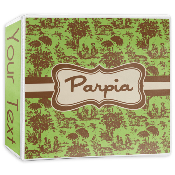 Custom Green & Brown Toile 3-Ring Binder - 3 inch (Personalized)