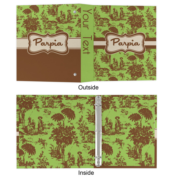 Green & Brown Toile 3 Ring Binders - Full Wrap - 1" - APPROVAL