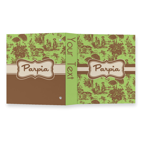 Green & Brown Toile 3 Ring Binders - Full Wrap - 1" - OPEN OUTSIDE