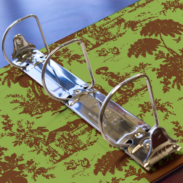 Green & Brown Toile 3 Ring Binders - Full Wrap - 2" - DETAIL