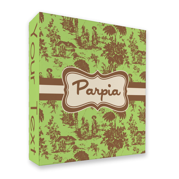 Green & Brown Toile 3 Ring Binders - Full Wrap - 2" - FRONT