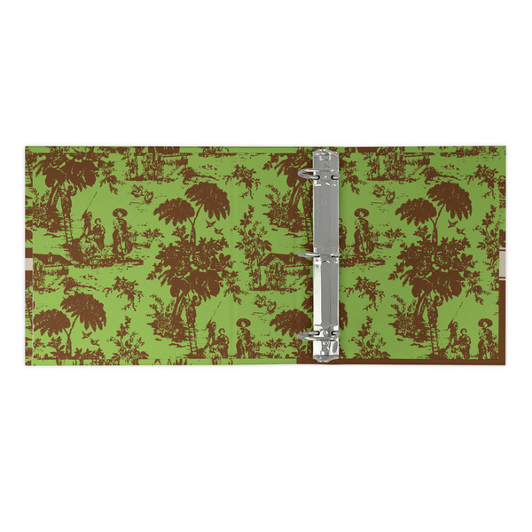 Green & Brown Toile 3 Ring Binders - Full Wrap - 2" - OPEN INSIDE