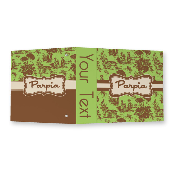 Green & Brown Toile 3 Ring Binders - Full Wrap - 2" - OPEN OUTSIDE